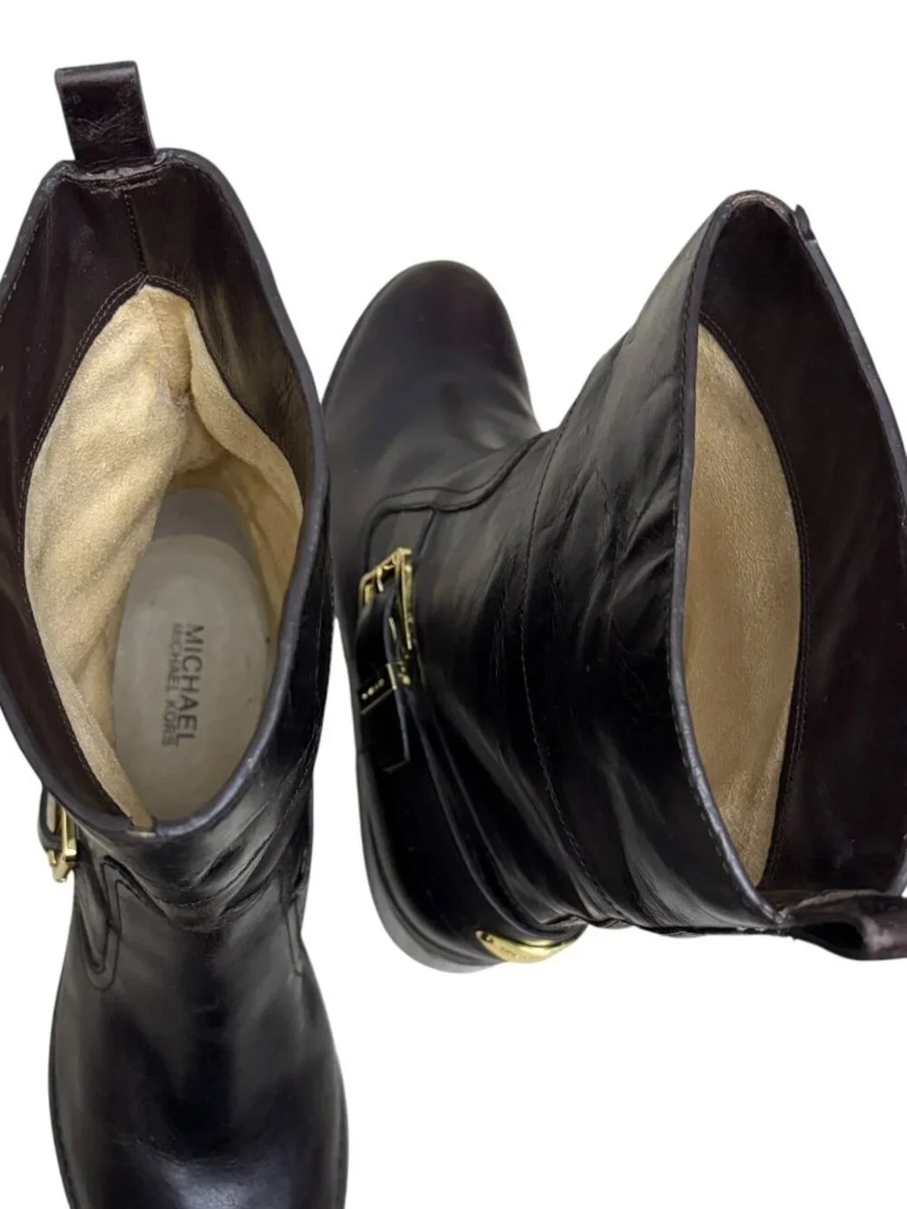 MICHAEL KORS Leather Boots Designer Calf Ankle Brown Shoes Womens 10